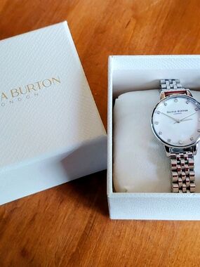 OLIVIA BURTON Silver Bracelet Watch with Mother-of-Pearl Dial